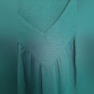 V-Neck Teal Women's Top with Gathered Detail